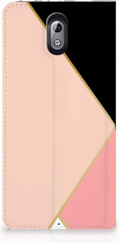 Nokia 3.1 (2018) Stand Case Zwart Roze Vormen