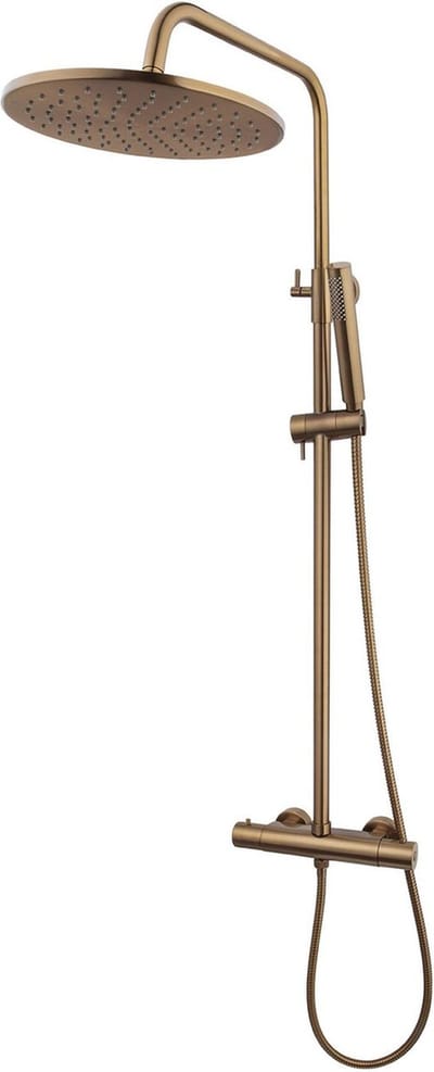Wiesbaden Caral thermostatische regendoucheset opbouw geborsteld brons koper