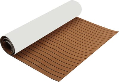 SONNENH Zelfklevende EVA bootmat 240 x 120 x 0,6 cm - bruin/zwart - antislip teak look