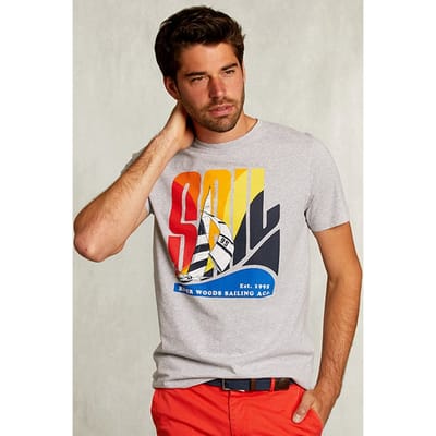 River Woods Normal Fit Dark Grey T-shirt Maat: S | T-shirts met Print Outlet | Heren | Grijs