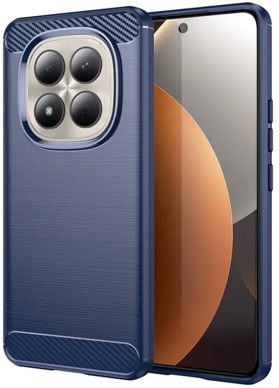 MobyDefend Hoesje - Geschikt voor Xiaomi Redmi Note 15 Pro 4G - TPU Backcover - Geborstelde Metaal & Carbon-Look - Blauw