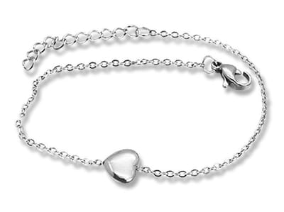 Amanto Armband Emilia - 316L Staal - Hartje - 9x7mm- 17+3cm