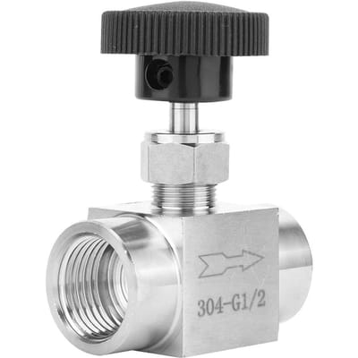 Vanne à aiguille droite à filetage femelle BSPP en acier inoxydable pour transmission d'eau, de gaz et d'huile(Type D) 1/2in