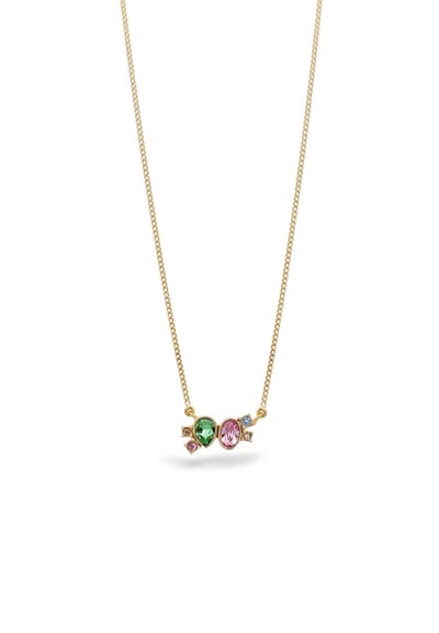 Elli - Halsketting - Ketting met steen Dames Glaskristallen Roos Lichtgroen Blauw 925 Sterling Zilver 45 cm -