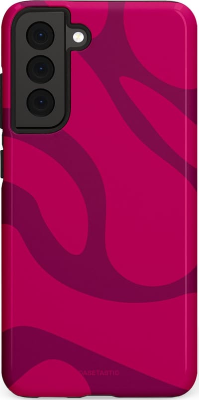 Casetastic hoesje geschikt voor Samsung Galaxy S21 FE 5G - Dubbellaagse bescherming - Violet Paarse Golven - Fashion Case - Roze