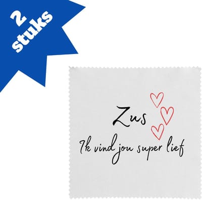 Akyol - zus ik vind jou super lief brillendoekjes - Zus - de liefste zus - verjaardag - cadeautje voor zus - zus artikelen - kado - geschenk - 17,8 bij 17,8 cm - 2 stuks