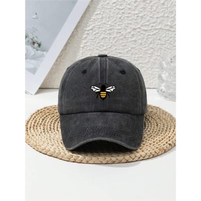 Baseballpetten met bijenprint voor dames en heren, geschikt voor dagelijks gebruik, modieus en veelzijdig, en bieden bescherming tegen de zon. (black,Adjustable) zwart
