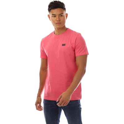 Weekend Offender Heren T-shirt Bridgetown, effen met logo, normale pasvorm (Rose)