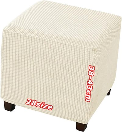 Ottomaanse Hoes Voor Hocker Beschermer Ottoman Cover Footstool Covers, Rekbaar Fluweel Jacquard, Elastische Bodem Wasbaar, Op Maat Gemaakt, Beschermhoes voor Vierkante Voetenbank(1960,45 x 45 cm 18 x