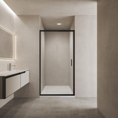 Thys Darwin nis zwaaideur 90 cm (87–91 x 200 cm) – Zwart – 8 mm helder glas