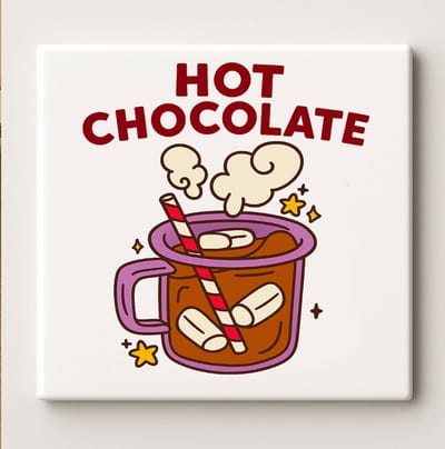 Hot Chocolate 15x15 cm Tegel – Schattige en Gezellige Muurdecoratie voor Keukens en Koffiebars