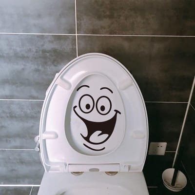 Dailygoody - Toiletbril - Decoratieve stickers - Afneembaar en waterdicht - Zwart - Badkamerdecoratie - Smiley design - Voor binnengebruik