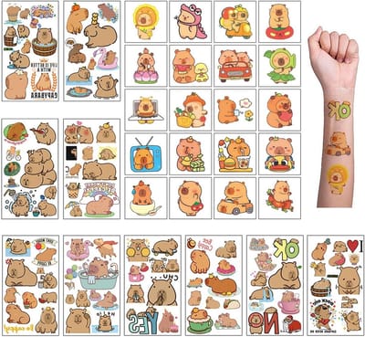 Set van 30 schattige capibara stickers, tijdelijke tattoo stickers voor kinderen, waterdichte decoratie voor feesten en evenementen.