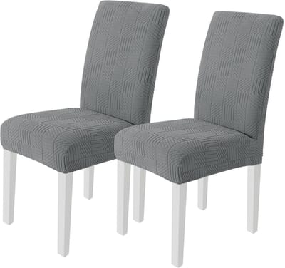 Stretch Stoelhoezen 2 Stuks, Moderne Elastische Stoelhoes, Universele Eetkamerstoelhoezen, Verwijderbare Wasbare Eetkamerstoelhoezen Voor Thuis Restaurant Hote, Lichtgrijs