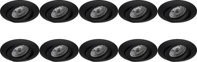 Spot Armatuur 10 Pack - Pragmi Uranio Pro - GU10 Inbouwspot - Rond - Zwart - Aluminium - Kantelbaar - Ø82mm