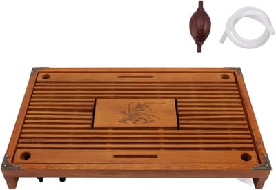 169x11x22" Houten Theebord Orchidee Patroon Plastic Drainage Wateropslag Dienblad Chinese Theeplaat Voor Thuis Woonkamer(geel)