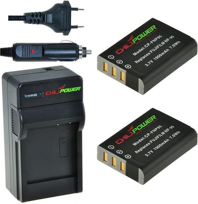 2 x NP-95 accu's voor Fujifilm - inclusief oplader en autolader - Origineel ChiliPower