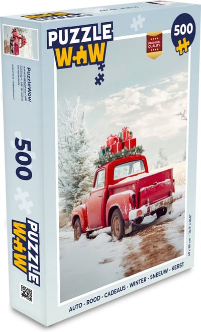 Puzzel Auto - Rood - Cadeaus - Winter - Sneeuw - Kerst - Legpuzzel - Puzzel 500 stukjes - Kerstpuzzel - Kerstpuzzels - Kerst - Cadeau - Kerstcadeau voor mannen, vrouwen en kinderen
