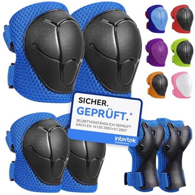 Set of 6 Roller Skates, Protective Gear for Kids, Knee Pads, Elbow Pads, Adjustable Hand Guards - ShopVlot
