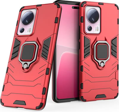 MobyDefend Hoesje - Geschikt voor Xiaomi 13 Lite - Dubbelgelaagde Pantsercase Met Standaard - Rood
