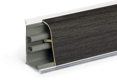 DQ-PP 3 m (2 m + 1 m) HOEKLIJST - Eiken Grafiet - 37 x 24 mm - PVC - GRATIS Schroeven - Keukenlijst, Werkblad Afwerkingslijst, Keukenafwerkingslijst, Wandafwerkingslijst, Tafelbladlijsten