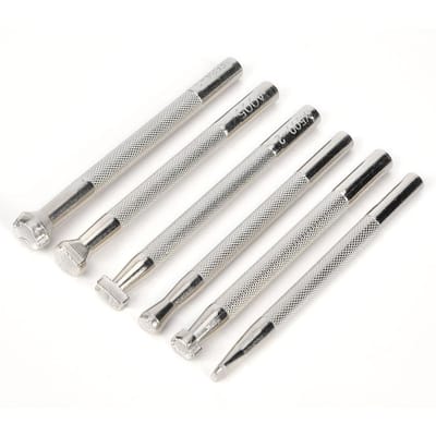 6 Stuks Leer Ambacht Carving Gereedschap Antislip Vis Print Patroon Handvat DIY Handwerk Gereedschap(Visprint white