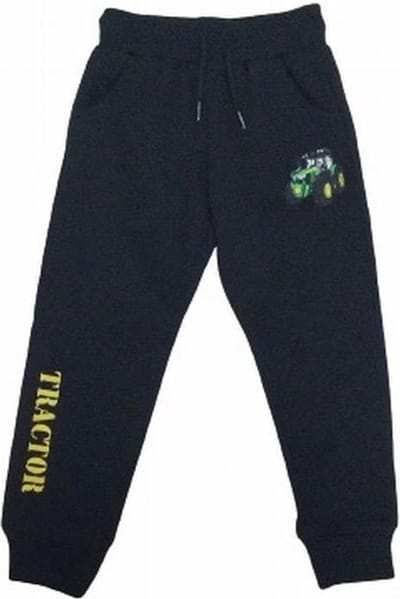S&c Joggingbroek met geborduurde trekker / tractor - zwart/geel - John Deere - maat 86/92 (2) H130