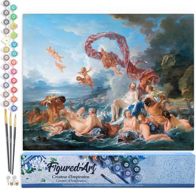 Figured'Art Schilderen op Nummer Volwassenen canvas Venus' Triomf - François Boucher - Handwerk acrylverf Kit DIY Compleet - 40x50cm zonder frame
