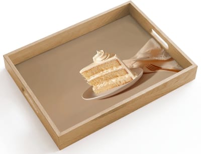 Dienblad hout 40x30 cm - Schootdienblad - Vanilletaart - Cake - Romig - Borrelplank rechthoek - Plateau dienbladen