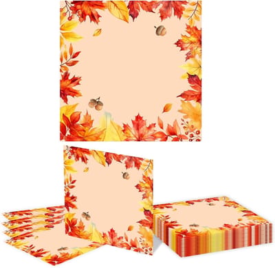 20 Stuks Wegwerpservetten met Herfstbladeren Motief, Ideaal voor Verjaardagen en Dagelijks Gebruik, 2-laags 33cm