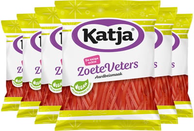Katja Zoete Veters Aardbei - 6 x 125 gr - Voordeelverpakking