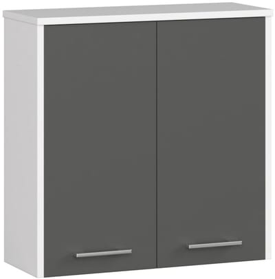 Hangende Badkamerkast FIN W60 met 2 Deuren / AKORD Furniture Factory / Wit - Grafietgrijs / 60 x 60 x 22,5 cm