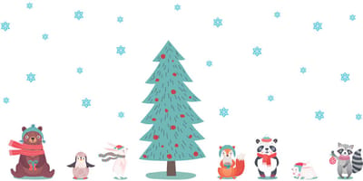 Kerststickers van Scandinavische dieren in de sneeuw - zelfklevende kerststickers - feestdecoraties - 105x70cm