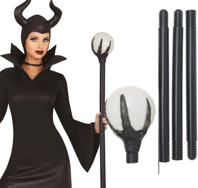 Bâton de Sorcière Avec Boule de Cristal Deviner Pliable Halloween Carnaval 100Cm black