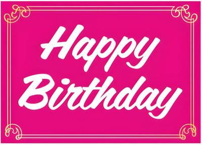 Happy Birthday in sierlijke letters wenskaart - knalroze - verjaardag - ansichtkaart - A5 formaat