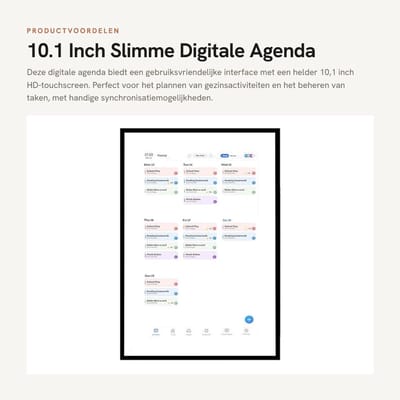 Dailygoods- Digitale Agenda 10,1 Inch HD Touchscreen - Digitale Kalender - Kalenderklok - Familieplanner - Eetplanning - Synchronisatie met iCloud