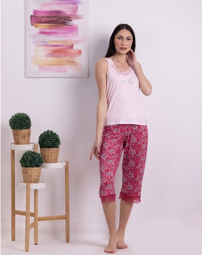 VANILLA - Bonsoir dames pyjama - Pyjamasets - Tweedelig - Viscose - Roze - PJ1525 - L