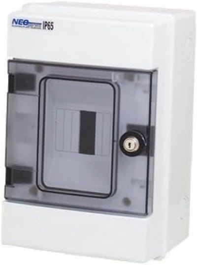 Verdeel- en verdeelkast voor natte ruimtes met slot IP65
