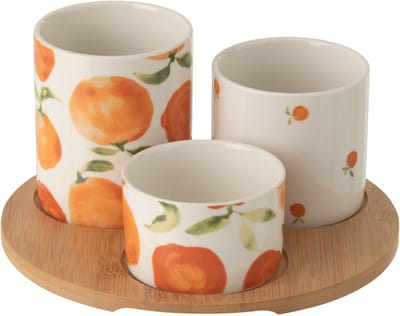 J-Line aperoschaal Oranje - keramiek - wit/oranje - small