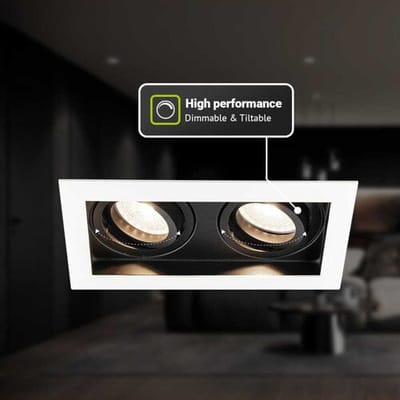 HOFTRONIC - Set van 3 Durham Dubbel LED Inbouwspots vierkant Wit - GU10 - 10 Watt 800 Lumen - 4000K Neutraal wit licht - Kantelbaar en Dimbaar - Diameter 100x185mm - Plafondspots 2 lichts