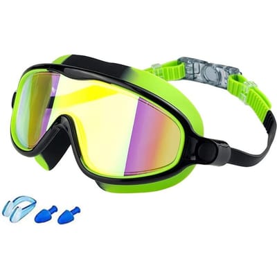 Groot Frame Zwembril Waterdicht en Anti-condens Hoge Definitie Gegalvaniseerde Zwembril Unisex Bril black