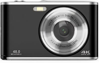 carmdering - Digitalkamera - Fotoapparat - Kompaktkamera - Dual-Kamera Systeem - 4K HD Opnamefunctie - Duurzaam ABS Materiaal - Handzaam Ontwerp - Ideaal Voor Reizen En Vlogs - 1 Stuk - Zwart