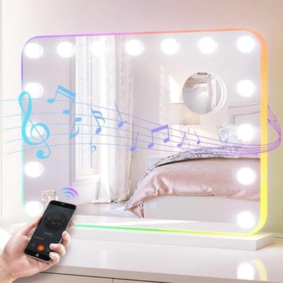 Hollywood make-upspiegel met Bluetooth en RGB-verlichting - 15 LED-lampen en touch-bediening