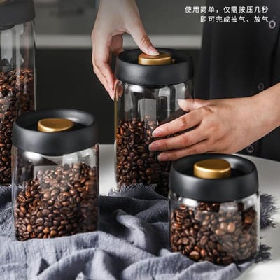 Koffieblikken vacuüm gesealde blikken hoge borosilicaatglas bewaarblikken koffiepoeder koffiebonen gray