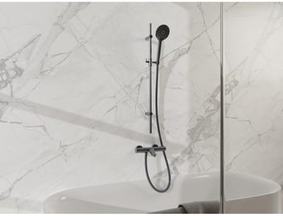 FugaFlow Eccelente Sobrado Badkamer badkraan met glijstangset met ronde handdouche, metalen doucheslang gunmetal