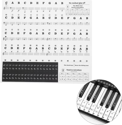 Allecto - Piano Keyboard Stickers - Verwijderbare Piano Stickers voor Toetsen - Zwart - Eenvoudig Te Gebruiken - Perfect Voor Beginners - Geschikt ...