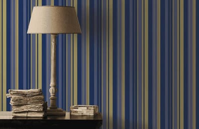 Blauw goud strepen behang 546521