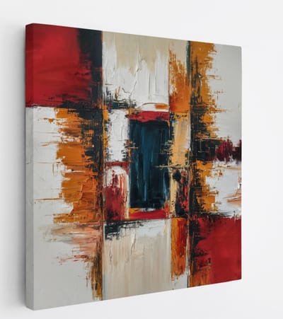 Saammp Canvas Schilderij - Blokken - rood - Abstract - 20x20 - Foto op canvas - Wanddecoratie - Muurdecoratie Woonkamer - Slaapkamer decoratie - Canvas Print
