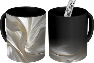 Magische Mok - Foto op Warmte Mokken - Koffiemok - Stof - Plooien - Goud - Magic Mok - Beker - 350 ML - Theemok