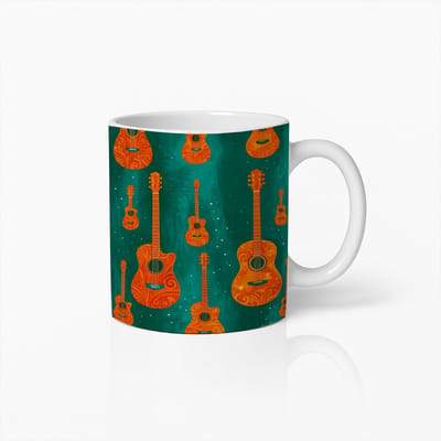 Stijlvolle Mok met Akoestische Gitaarpatroon – Perfecte Koffiebeker voor Muziekliefhebbers en Gitaarfans